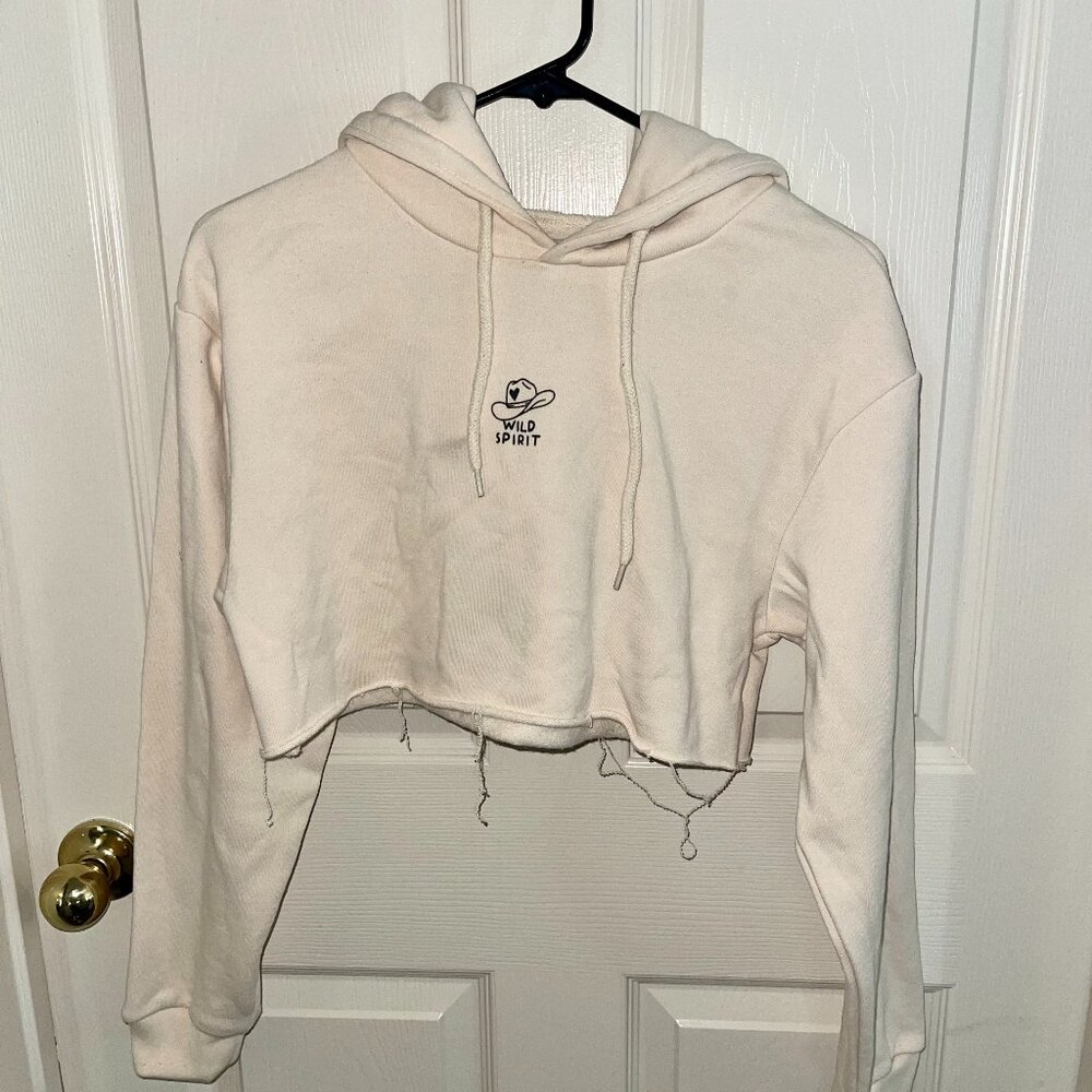 Suite Benedict Cropped Cream Hooded Sweatshirt Cowboy Hat Wild Spirit XS
